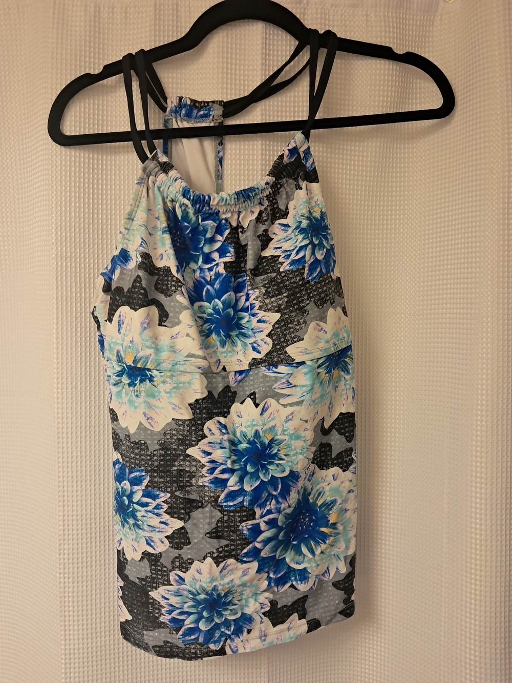 Blue Floral Halter Swim Tank